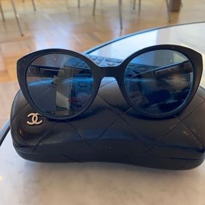 Chanel Black Dramatic Sunglasses.